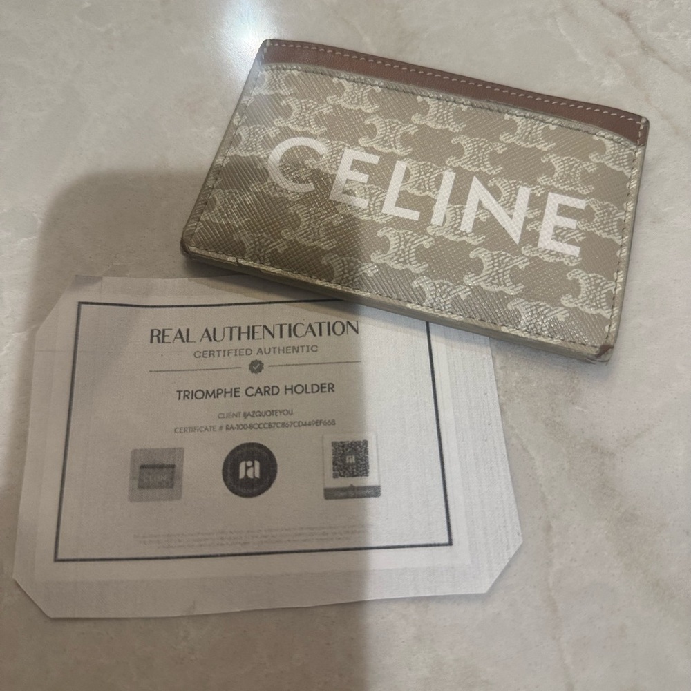 Celine Triomphe Card Holder in Coated Canvas and Calfskin.in EUC - Picture 2 of 9